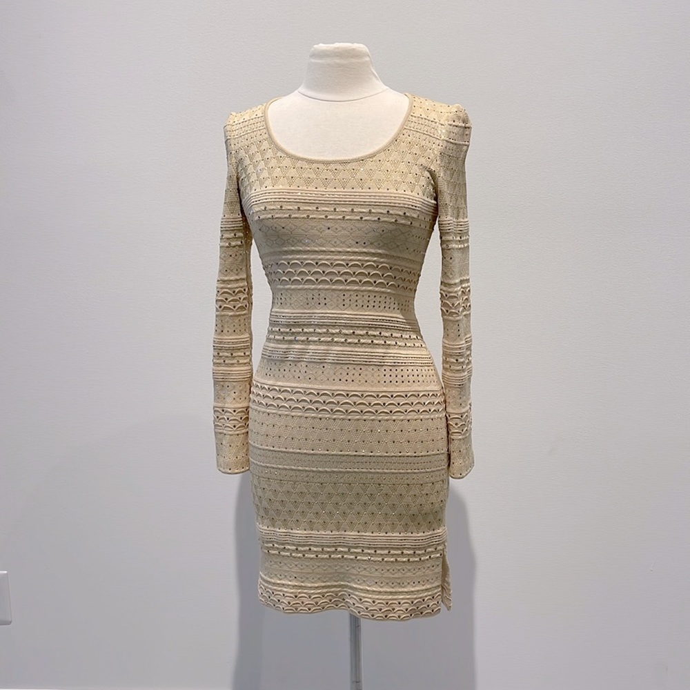 St. John Evening Gold Knit Cocktail Dress size 2